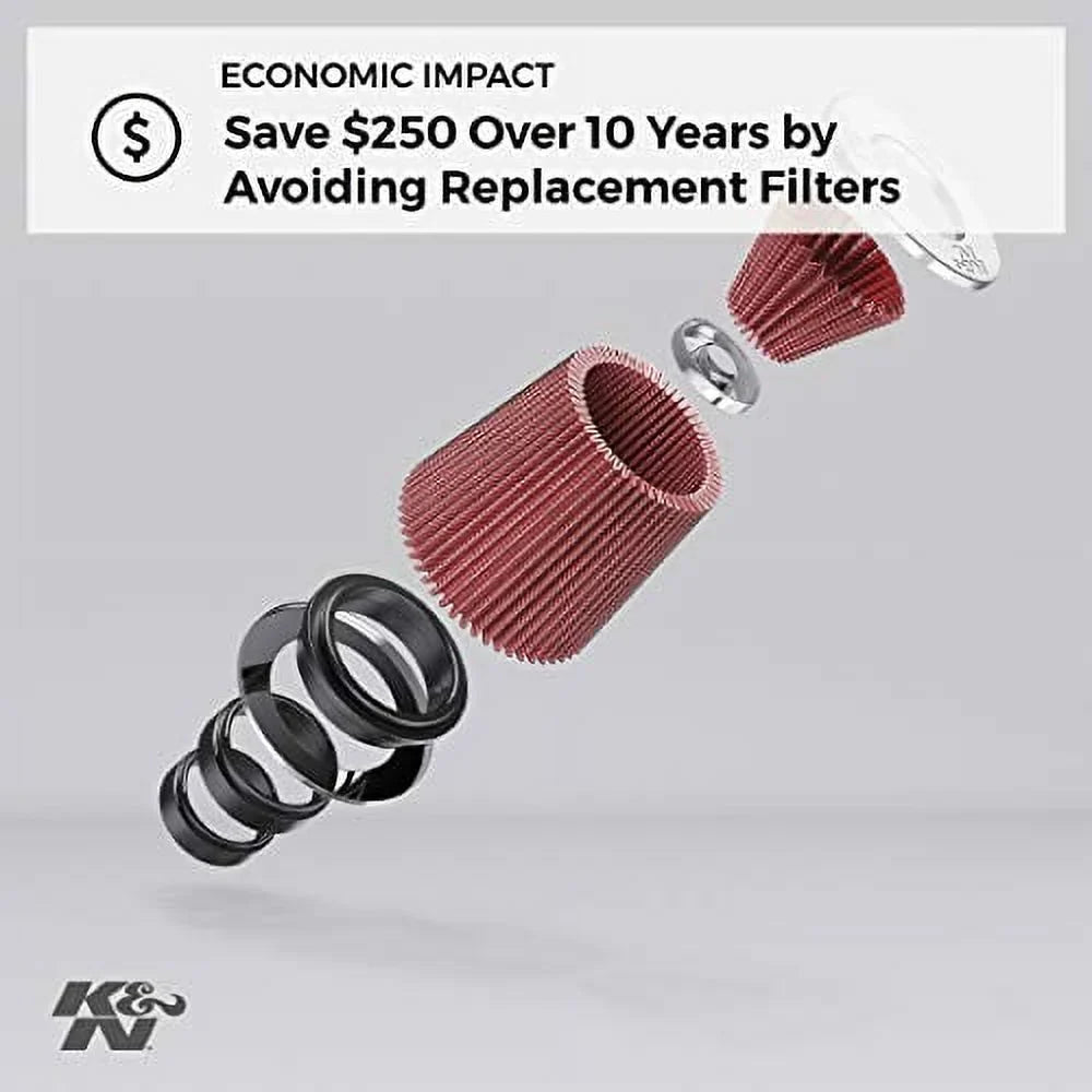 in and Engine ID; mm) K&N Top Clamp-On Base; RF-1041 in , in mm) mm) (191 Tapered; (215.9 5 Round Filter: 6 Flange 8.5 7.5 Washable mm) Height; Universal Air (152 Reusable: in (127