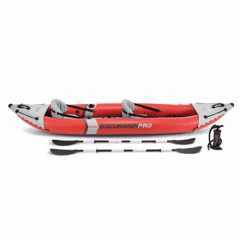 Red Inflatable Excursion (3 Vinyl Pro with & Pump, Oars Pack) Kayak 2 Person