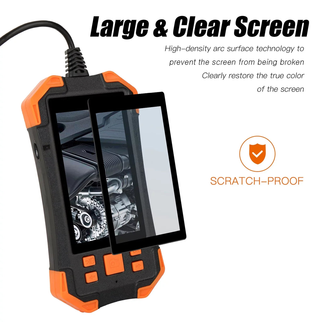 Camera Dual Lens Semi-rigid for Waterproof Automobile Probe/ with Borescope IP67 Inspecti Inspection Light/ Slot Cable/ IPS 4.3 1080P Card LED 7.9mm Industrial TF Pipeline Screen Inch with