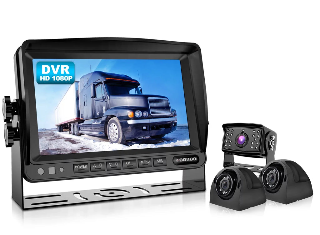 HD W/ Front/Rear Parking 7-inch Systems, RV 1080P Lines Screen Fookoo IP69 for Cameras Dual Waterproof Split View Camera 7" Backup (FHD3) Monitor Ⅱ Recording Wired Truck/Trailer/RV