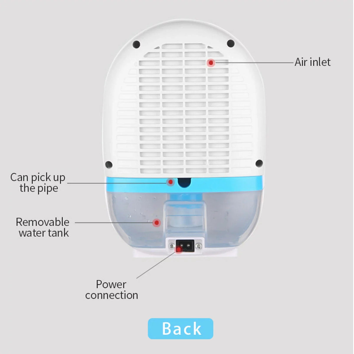 Remote Free Mini Bedroom Air Damp Dehumidifier Moisture Control 500ml Dryer Home