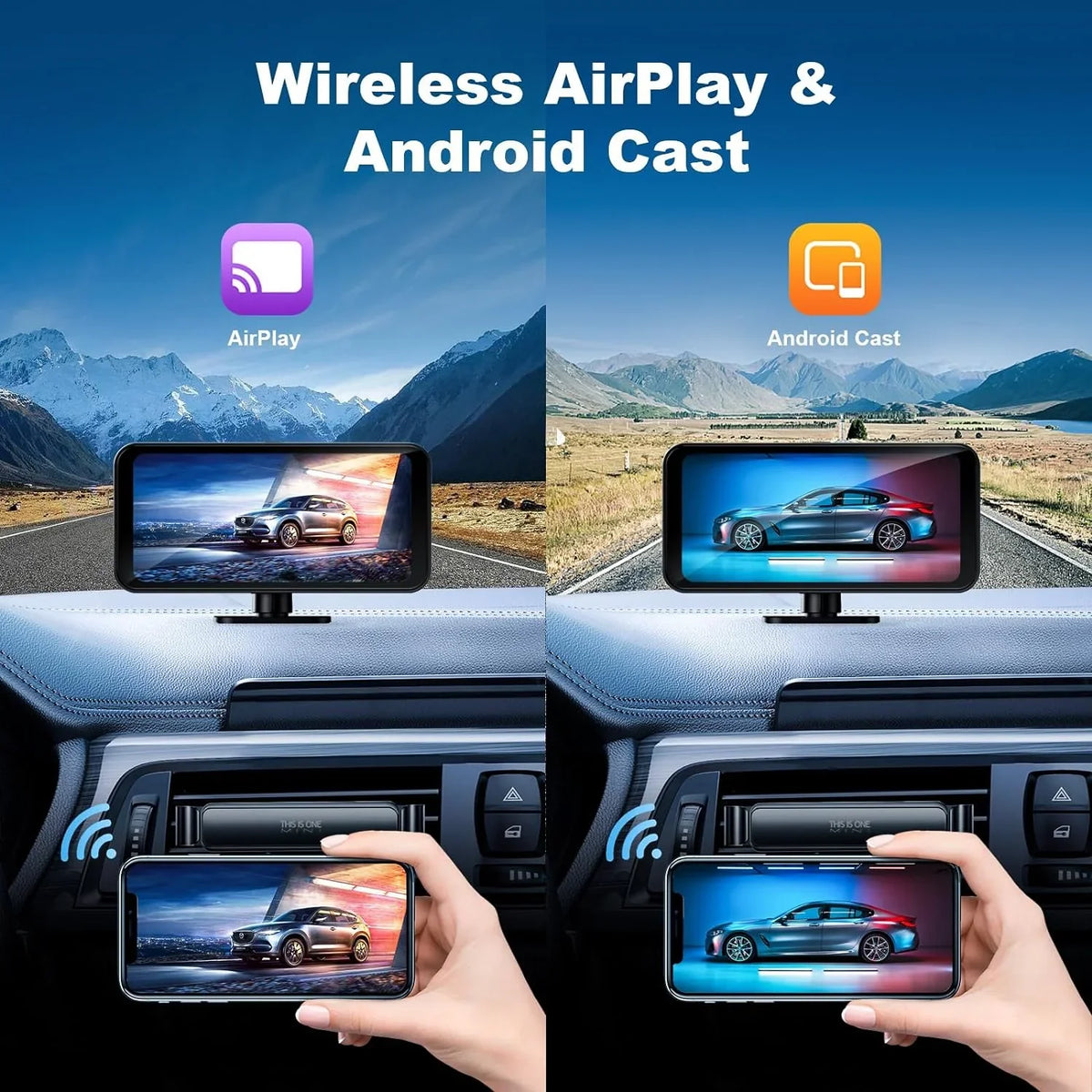 6.25" CarPlay MC25 Navigation Android Screen Auto, Car Dash VVCAR FM/BT/AUX GPS Cam Stereo with 4K Wireless AirPlay Touch with Front