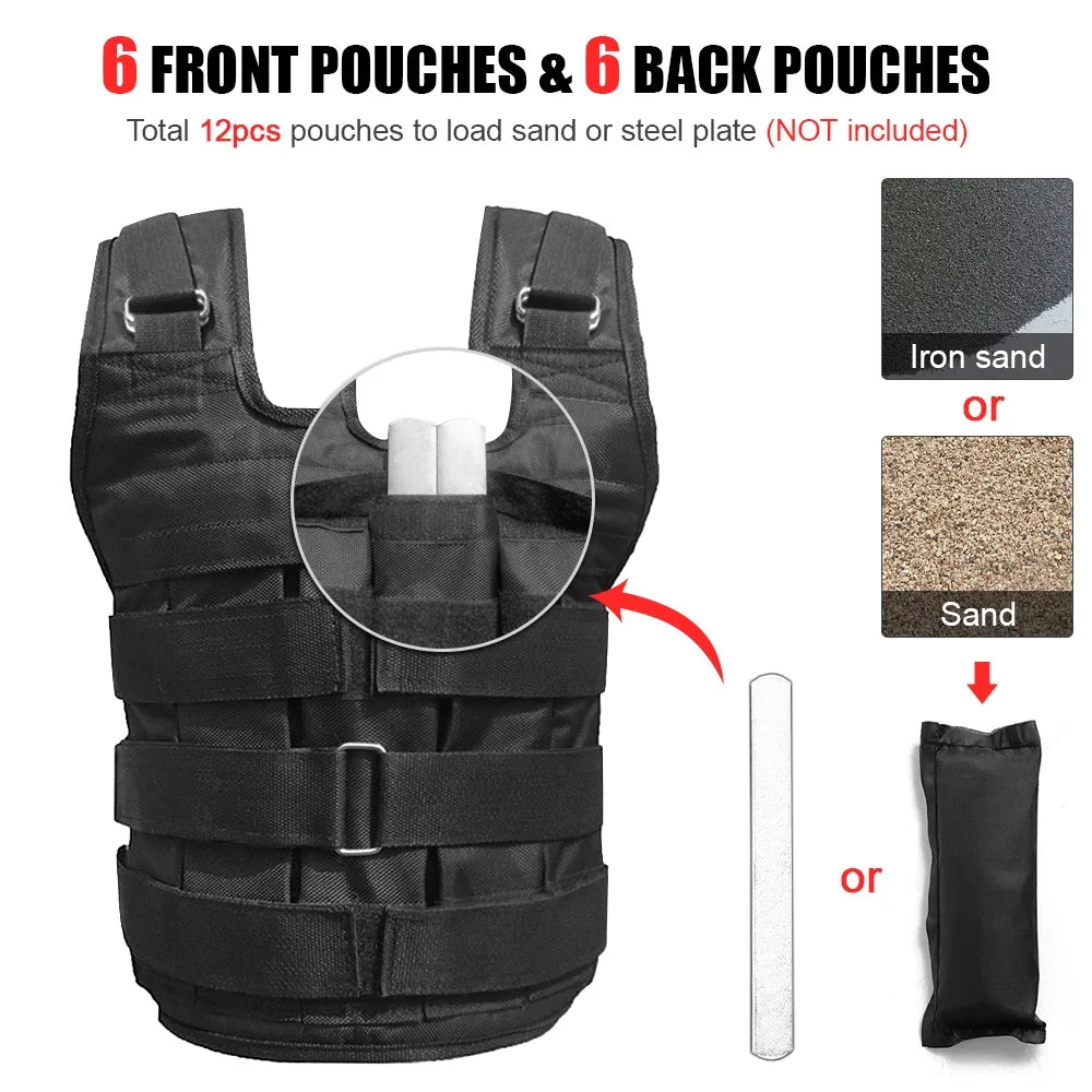 Tomfoto Exercise Training Loading Jacket Adjustable Cloth Max Strength Weight (Empty) Oxford Weight 50kg Loading Vest Weighted