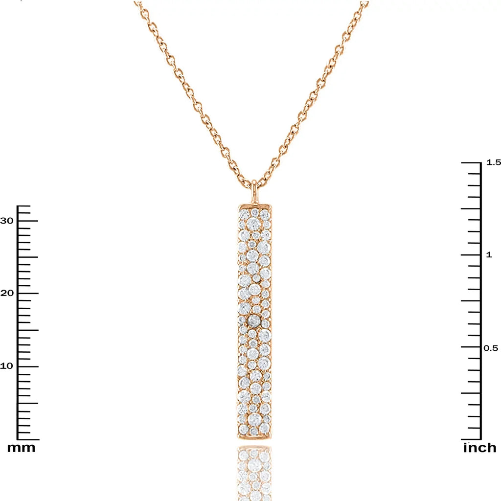 Bar for Inc Box Cubic Plated Zirconia Women, Gold Boutique Pendant Teens Necklace Rose Accented Vertical Blue
