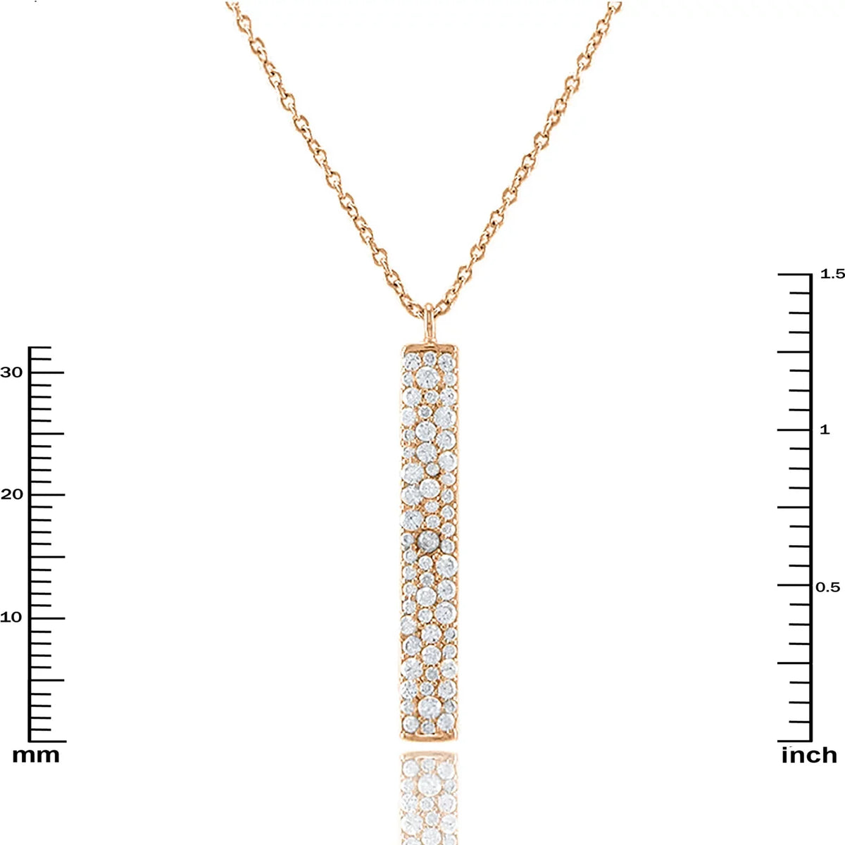 Bar for Inc Box Cubic Plated Zirconia Women, Gold Boutique Pendant Teens Necklace Rose Accented Vertical Blue