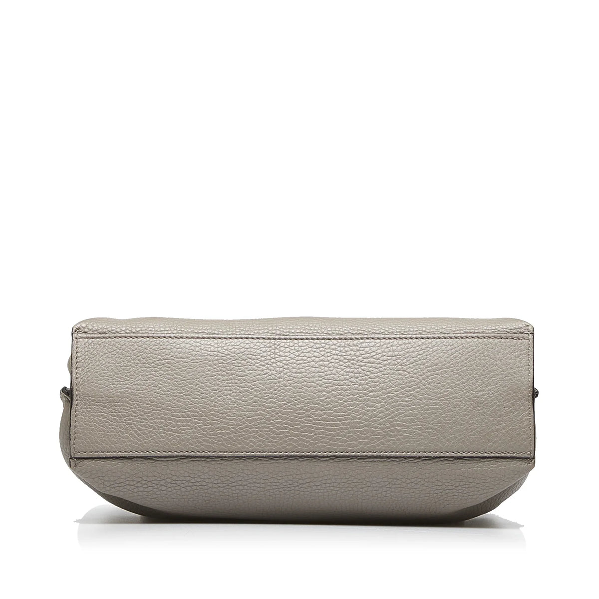 Calf (Good) Authenticated Bamboo Medium Unisex Gray Pre-Owned Leather Daily Satchel
