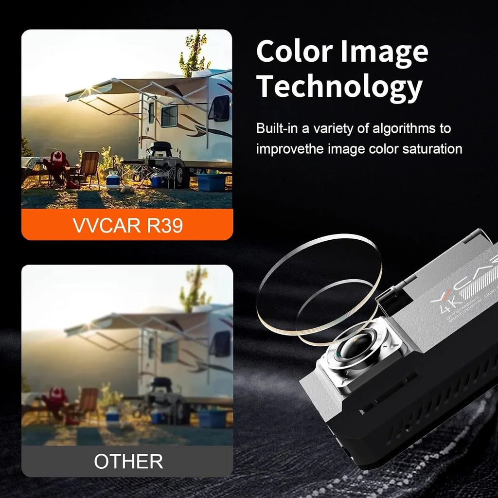 R39 GPS VVCAR WiFi IPS Car Camera Dash Parking Cam Channel 3 Rear Inside Front Mode Dashboard 5K 64GB 3.99" Card Recorder with