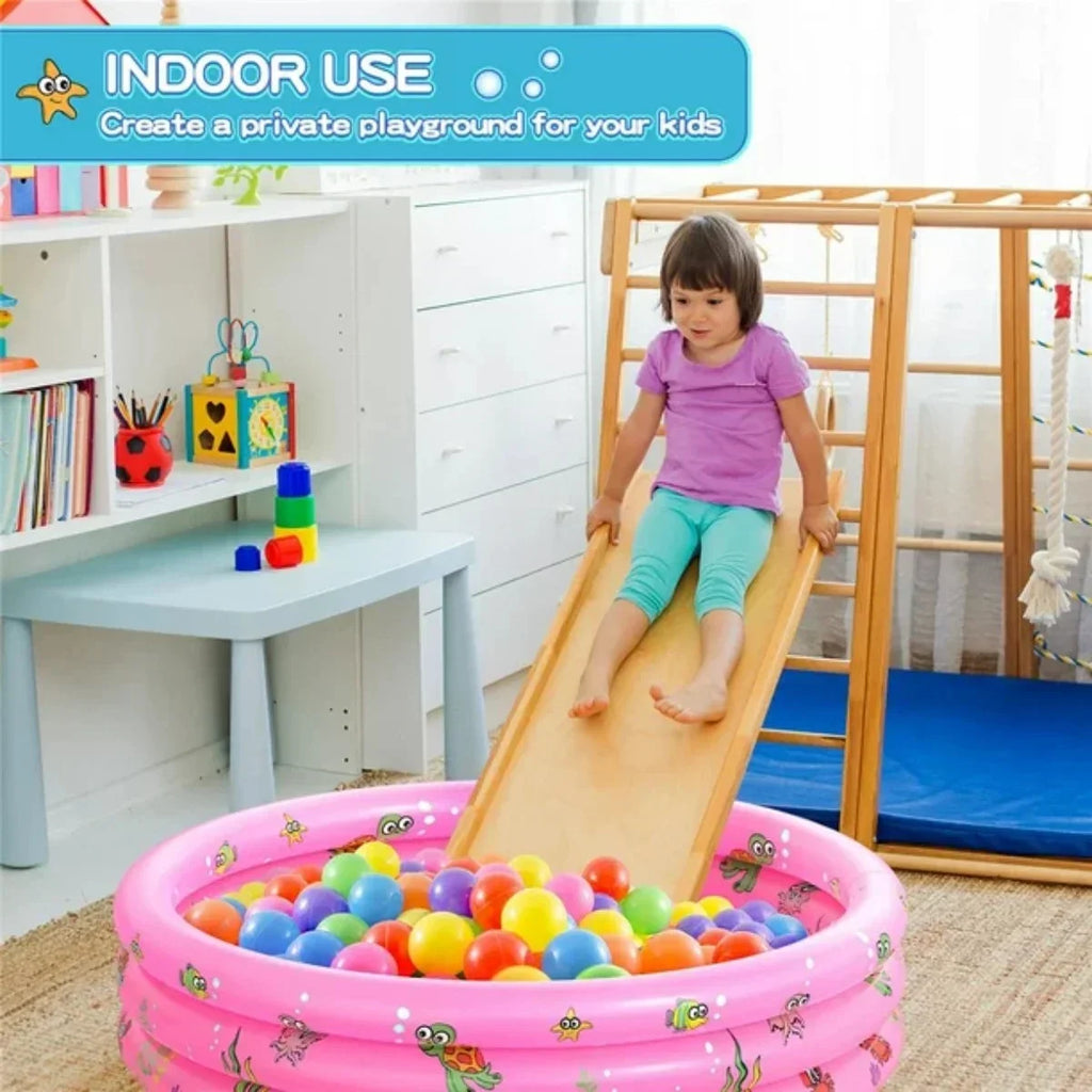 Babies for PVC Rings Pool Round for Pool,Swimming Baby Kids,Toddler Family 51"x13" Blow 3 Outside Inflatable Padding Up Pool (Pink)