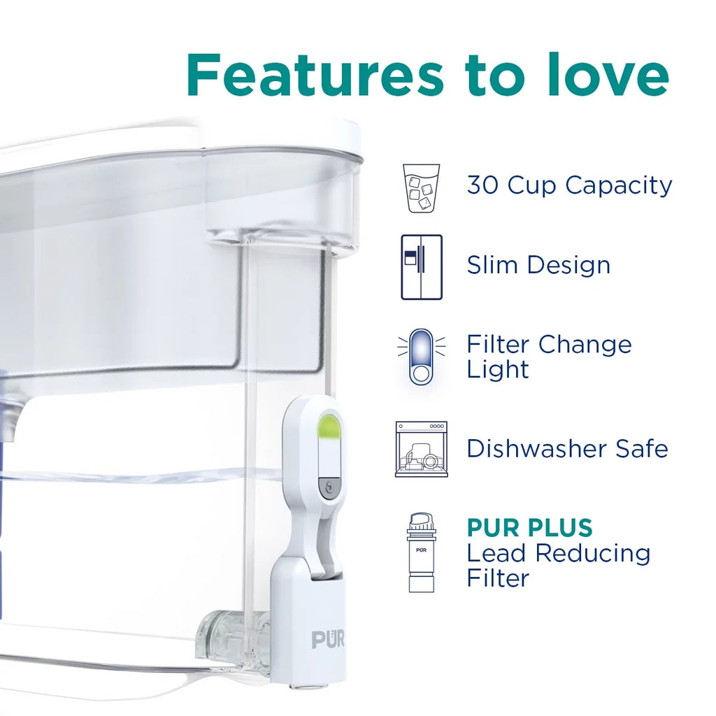 System, Plus PUR 30 Pitcher Cup Dispenser Replacement Filters White/Blue, liquid Filtration Fits All