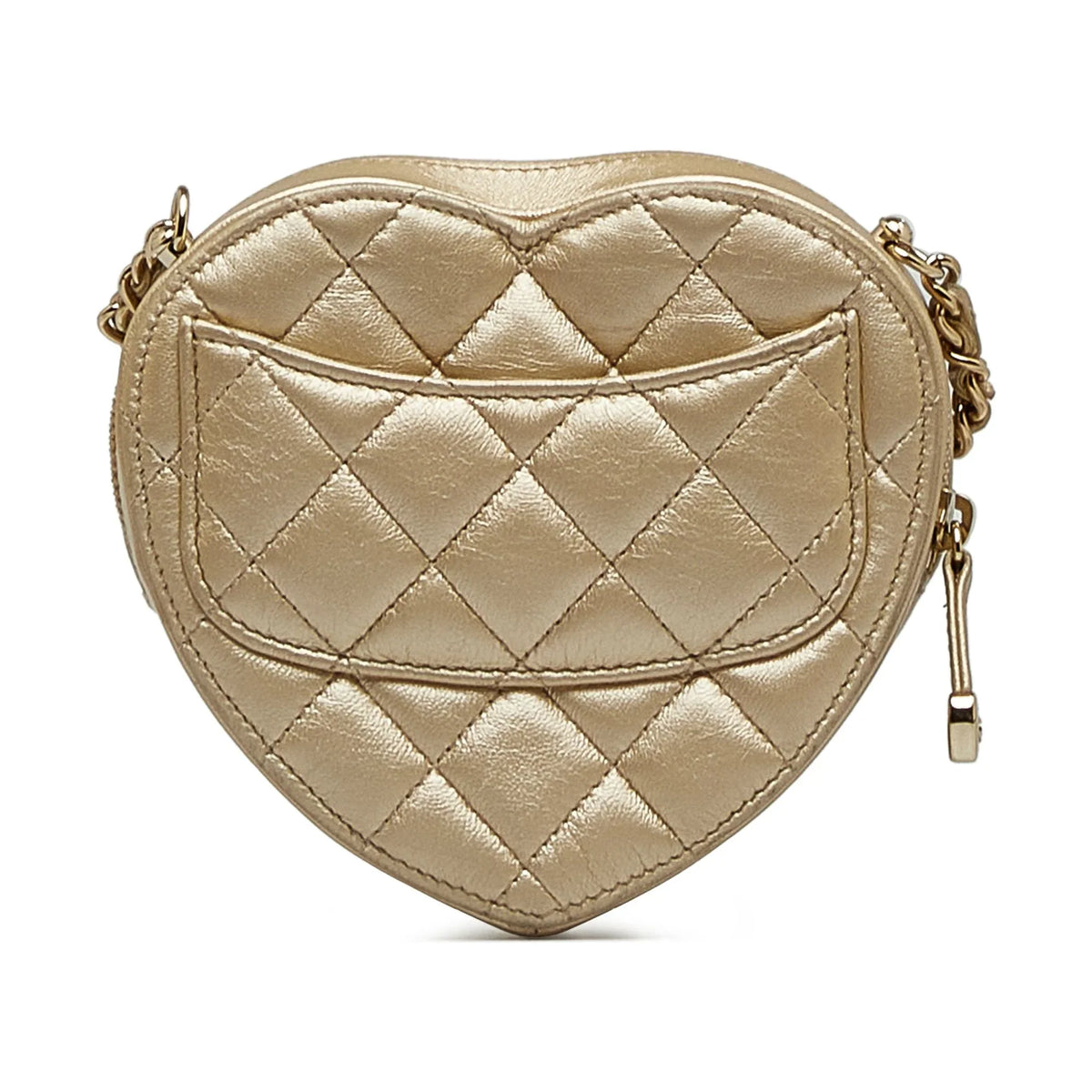 (Good) Lambskin in Gold Bag Unisex Crossbody Mini Heart Crossbody Pre-Owned CC Leather Authenticated Love
