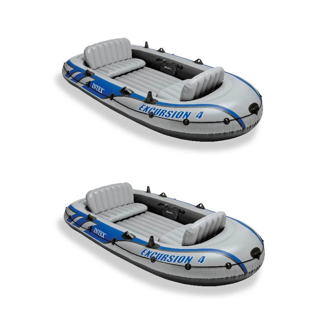Excursion Pack) Oars Fishing Intex Rafting (2 Inflatable Boat & 4 w/ Person Pump