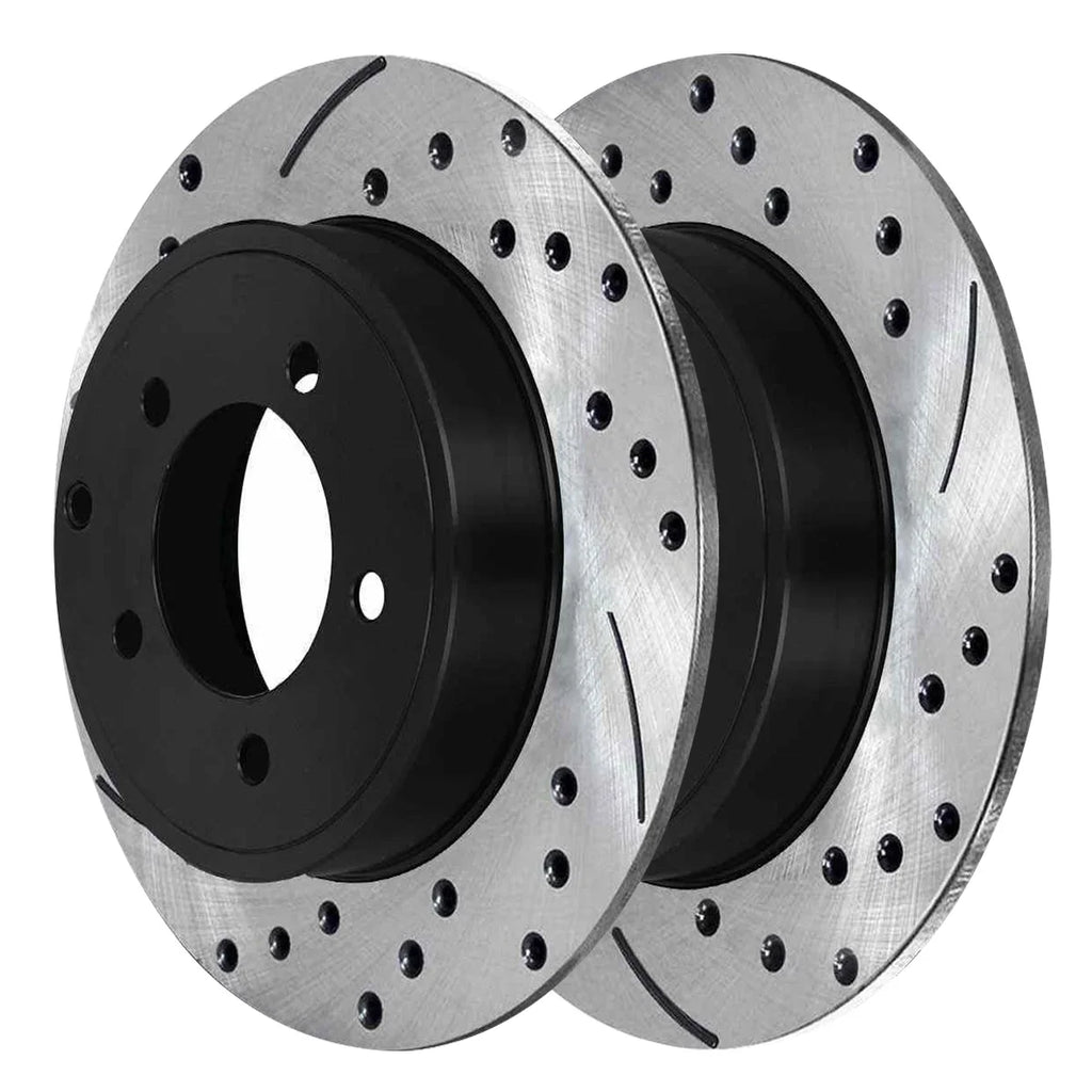 V6 Caliber Black 2013 of and AutoShack Rotors 2012 2.4L Slotted Replacement Set Rear Brake BRAKEPKG1085 for Front 4 FWD Chrysler 2014 3.6L 2012-2014 2008-2009 Drilled Avenger 200 Dodge