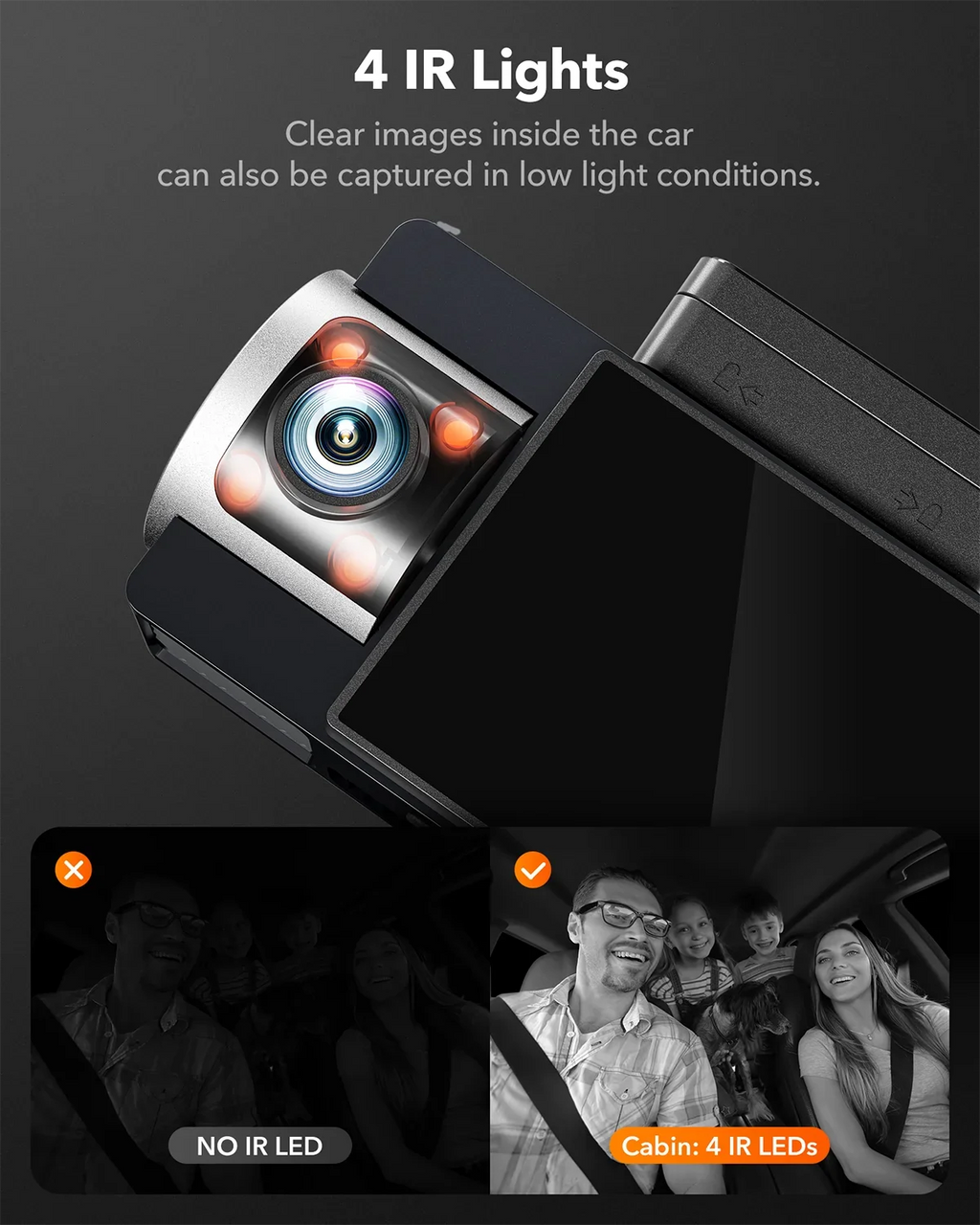 Super LCD Night Dash Vision, Built-in GPS, and UHD Dash IR with Dash Front 64GB Camera Camera 4K Cam 5G Dual Rear, 3" Vehicle Cam Car WiFi 4K+2.5K WOLFBOX Card, with