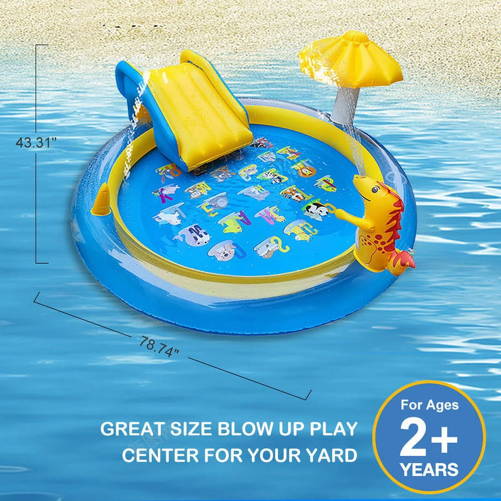 Blue Pools Sprinkle Center x Pool x Backyard 43 Yellow Dinoland for Pool for Sanmadrola Kids with Age 78 Dinosaur Toddler Play 2+ Cute Indoor, Wading exterior Kiddie Inflatable and 78 Slide Inches,