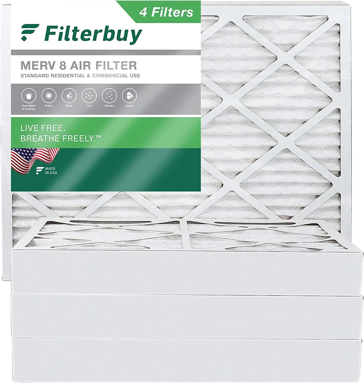 Filters AC Air 20x25x4 Furnace MERV 8 HVAC (4-Pack) Filterbuy Pleated