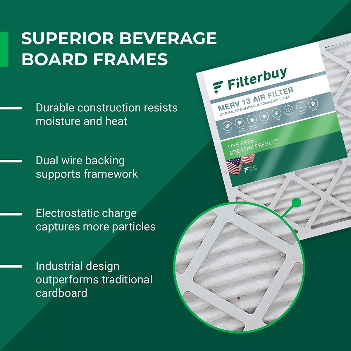 Filterbuy Air Filters Pleated 18x25x2 MERV 13 AC HVAC Furnace (2-Pack)
