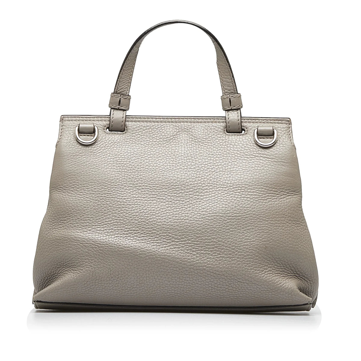 Calf (Good) Authenticated Bamboo Medium Unisex Gray Pre-Owned Leather Daily Satchel