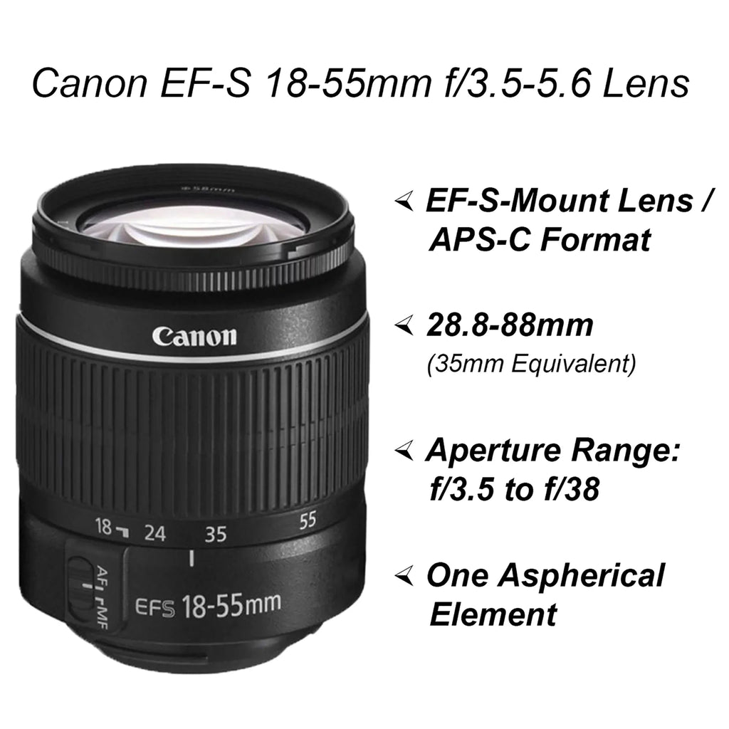 32GB T100 Lens, SanDisk ZeeTech EOS with and Bundle Backpack Rebel Tripod, 18-55mm DSLR 4000D Canon Camera Memory, /