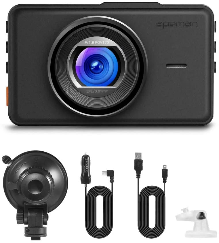 C450 FHD APEMAN Wide 3" Parking Car Dash 170° 1080P Angle Monitor, Screen, Camera Black Cam