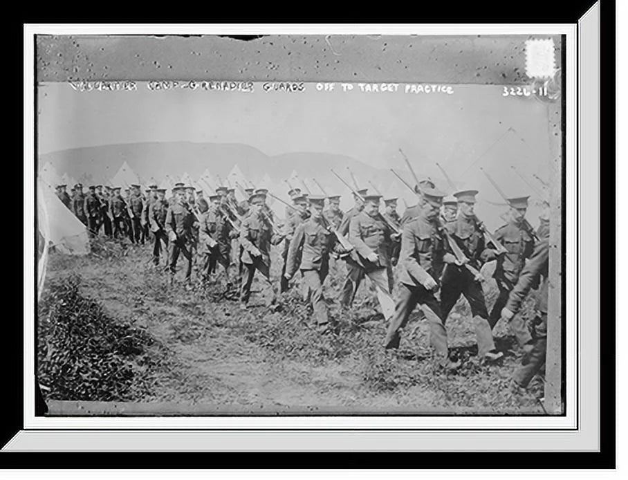 '- Historic 17-7/8" Grenadier to off practice, Val target Print, camp x 21-7/8" Cartier guards Framed