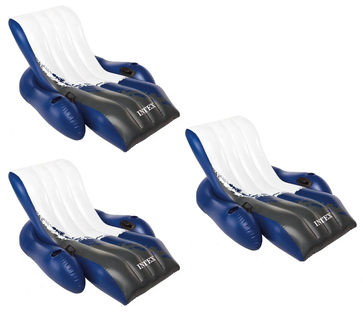 Lounges Pack) Recliner Inflatable Floating (3 Cup Intex with Holders Comfortable