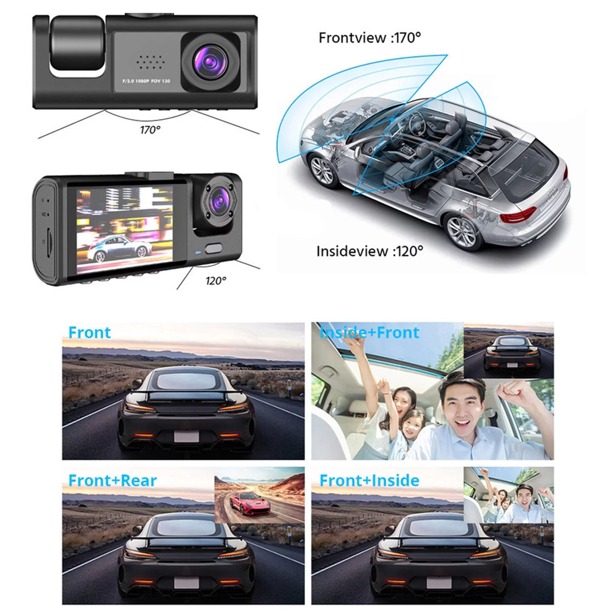 and Rearview Night Car Camera Apexeon Dash Vision Cam Recorder, Mirror Front Design Rear,