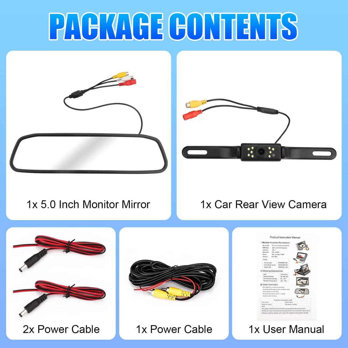 View Monitor Rear Mirror Waterproof Rear Camera Camera, Dash Cam, Camera, License Recorder Driving Vision, Backup with 150° Plate 5" TSV Night Car Parking 1080P Mirror G-Sensor,