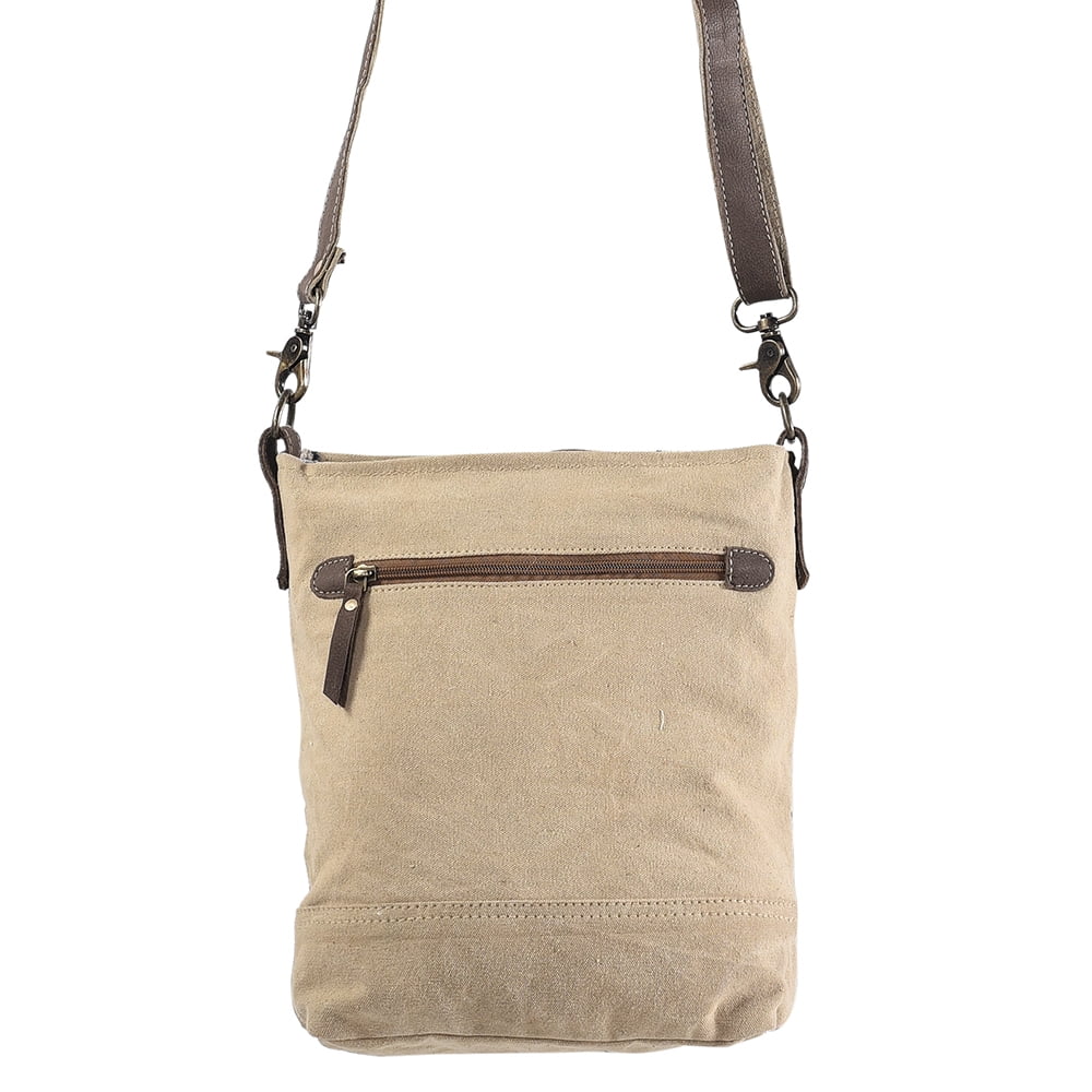 MESSENGER Genuine KB Canvas OHLAY western Upcycled handbag Wool Leather bag Upcycled women Hair-on purse