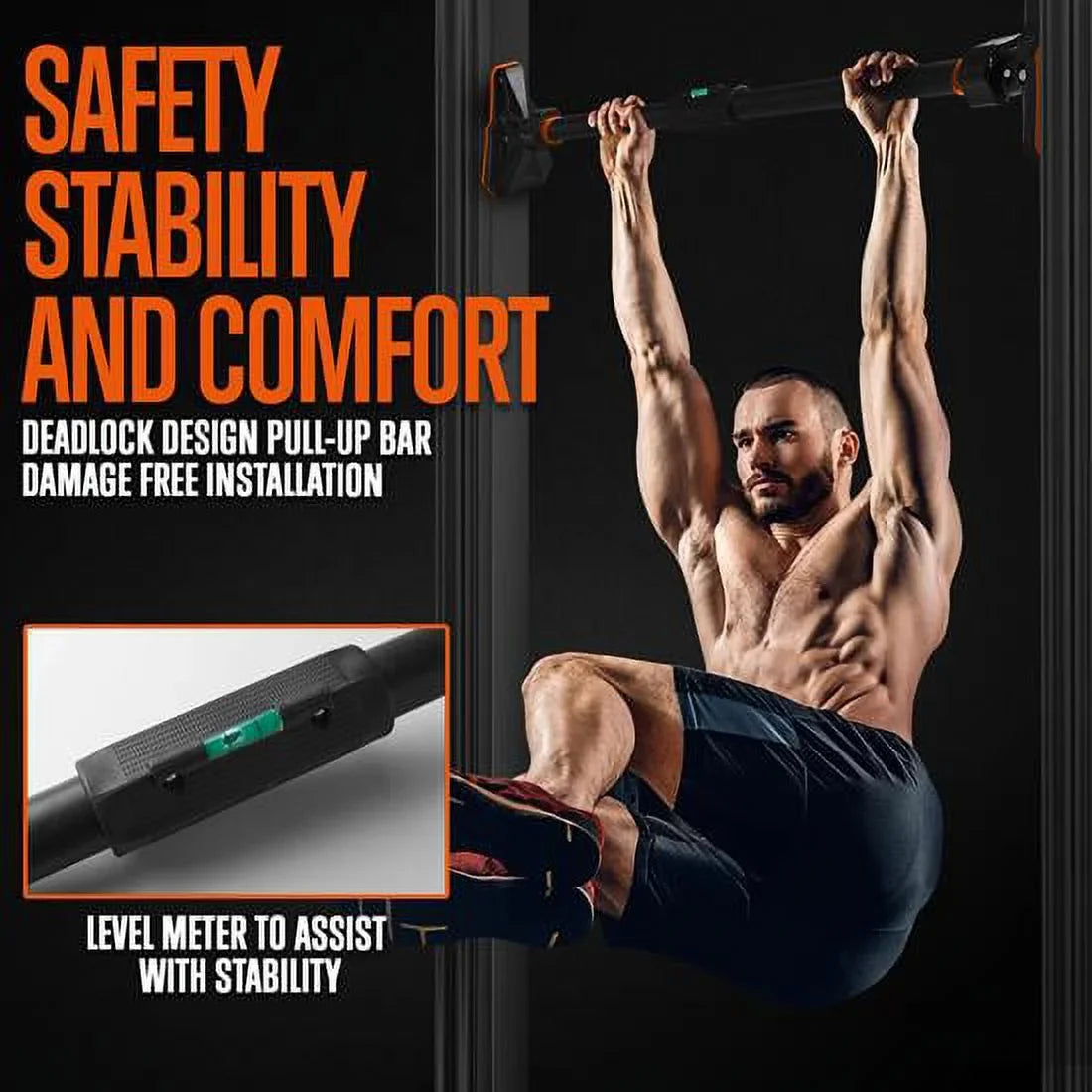 black 37 Pull-up SQUATZ to color 56 Bar ,orange -Adjustable 48” inches, Width and Adjustable