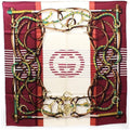 Scarf Beige Interlocking Bordeaux (Good) Pre-Owned Women's x Muffler Pattern Silk