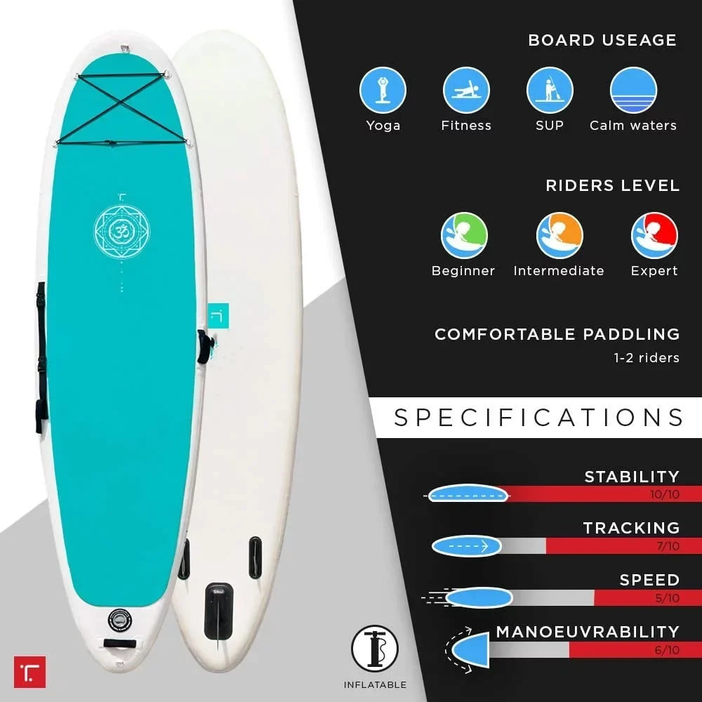 Stable Wide Design, Board SUP Deck Non-Slip Up Paddle with Comfort Stand Boards Premium Accessories, Inflatable Zen Paddle