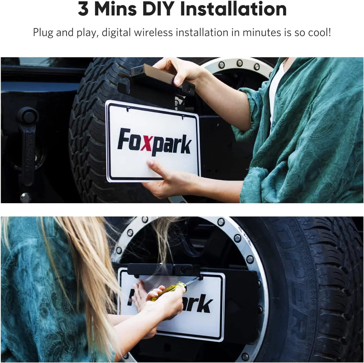 Camera Backup Camera Solar IP69K Truck, Cameras Wireless with Rear Waterproof View System 1080P Van, RV Reverse for Under 2 Cameras, 33FT Wireless
