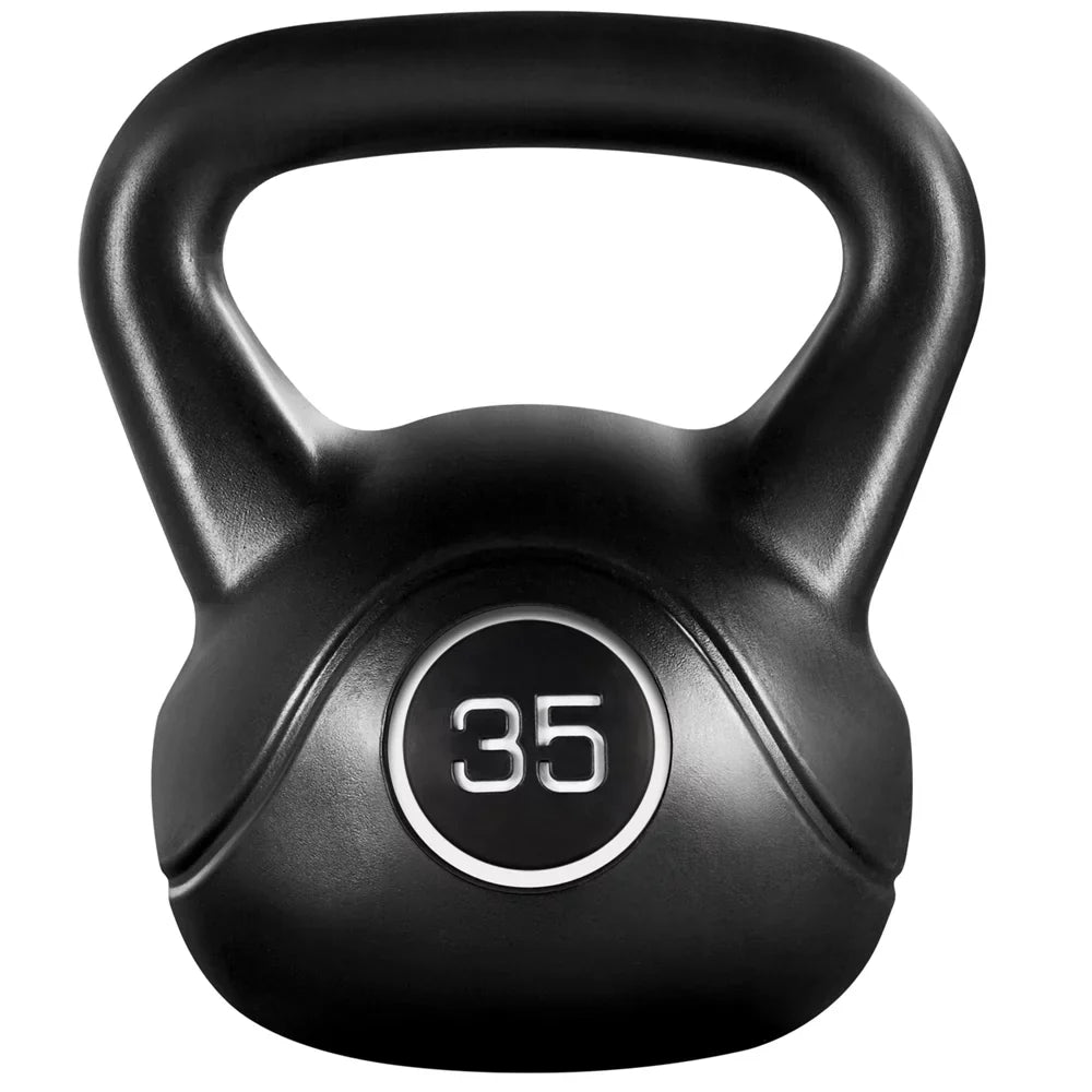 Lbs. for Workout, HDPE Coated and Home, 35 Gym Easyfashion Fitness Kettlebells Black