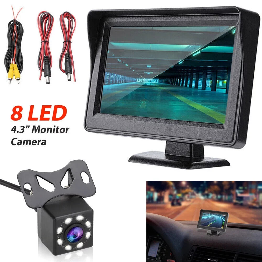 Backup 720P System Grid HD Easy Inch Cars, 8 Waterproof LED Trucks, Backup Power One Night Camera Camera Lines Suvs Camera Pickups, Car Use Rear for 4.3 Reverse/Continuous Backup Installation Vision