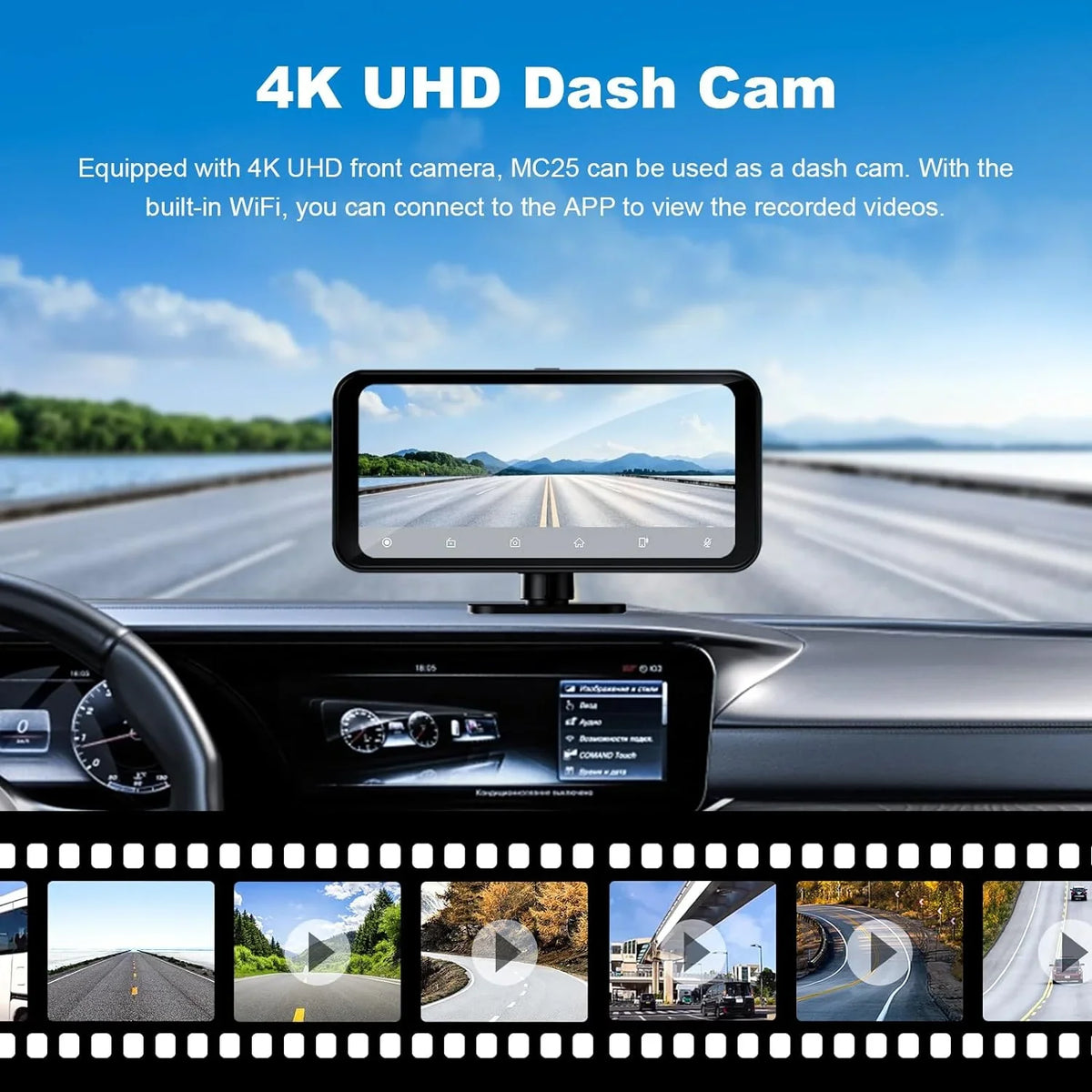 6.25" CarPlay MC25 Navigation Android Screen Auto, Car Dash VVCAR FM/BT/AUX GPS Cam Stereo with 4K Wireless AirPlay Touch with Front