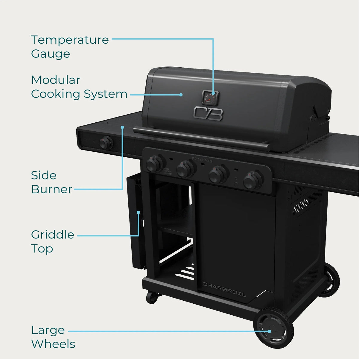 Grill and Gas 4-Burner Side Burner with Pro Char-Broil Series™ Griddle