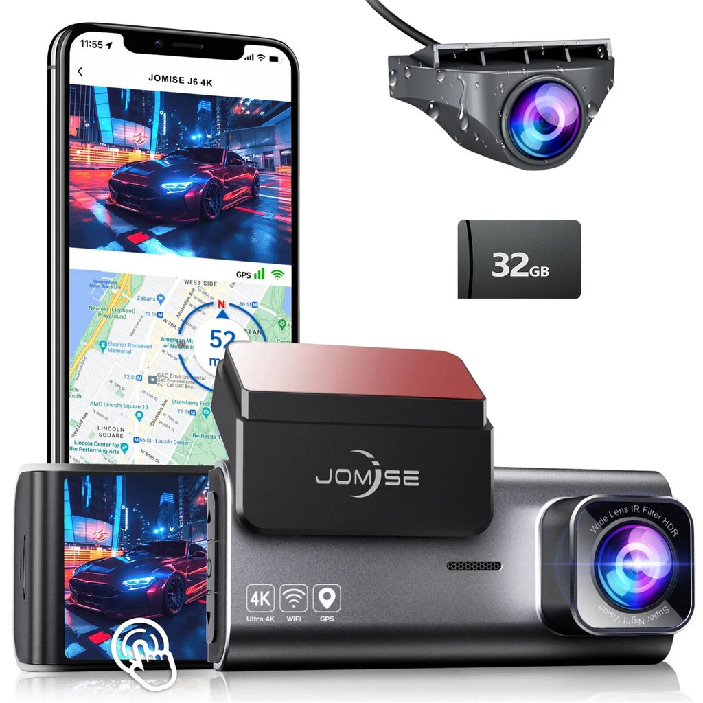 JOMISE 170° Dash Cam 4K Night Rear Vision GPS Front G-Sensor Wi-Fi Full HD Cars Camera Dual
