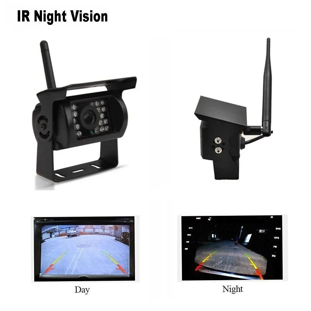 with Truck 7" Wireless Night Backup Rear Monitor Trailer Assistance Camera Bus for Vision Waterproof Cameras RV Dual Parking View