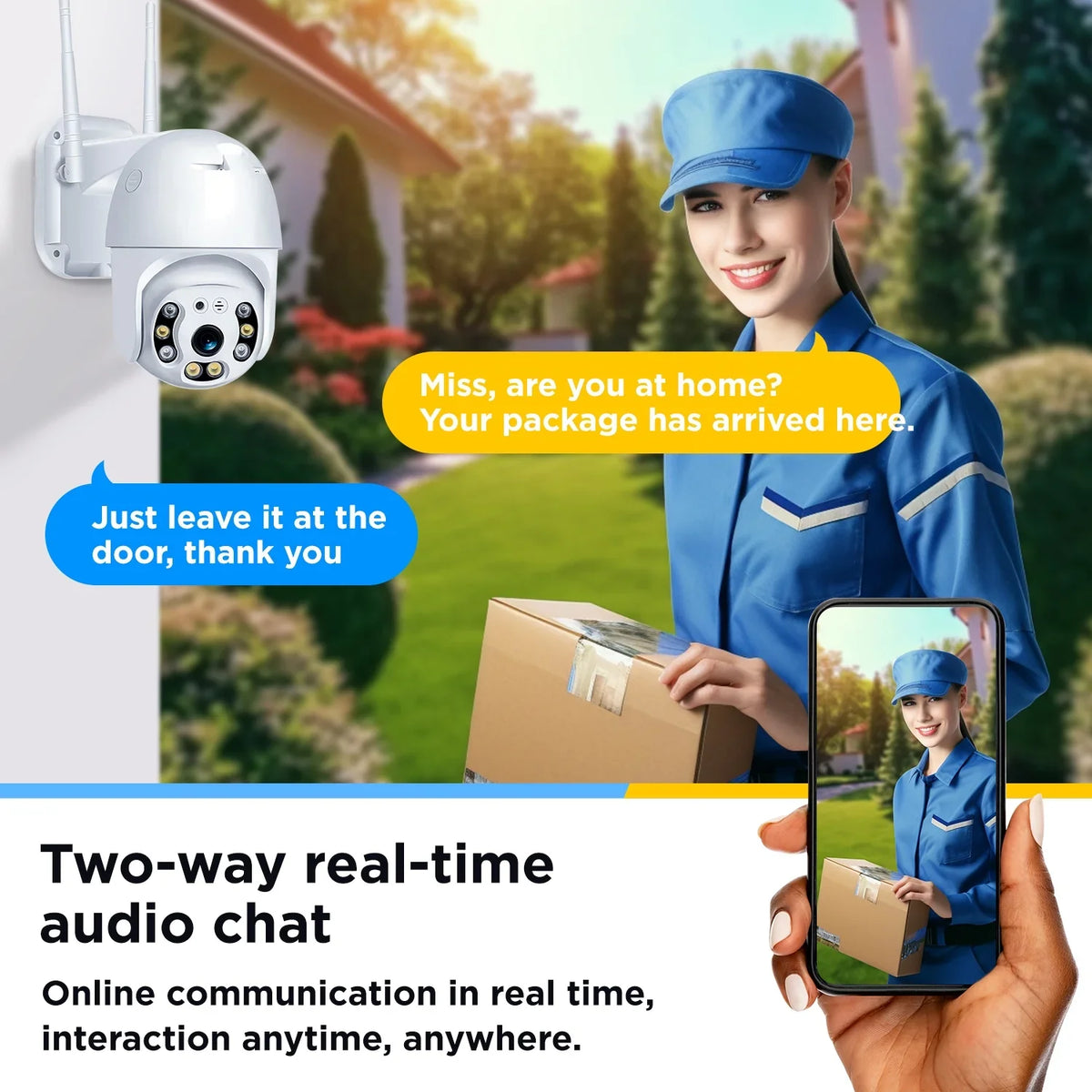 Camera Security With Vision, Waterproof 360 exterior 3mp Security Camera, Ultra Hd System, with WiFi for Camera Alarm Home Night 2k