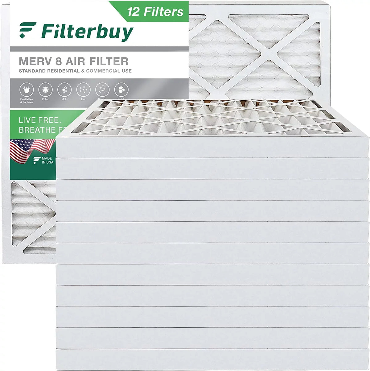 25x32x2 (12-Pack) Furnace AC Filters Air MERV 8 HVAC Pleated Filterbuy