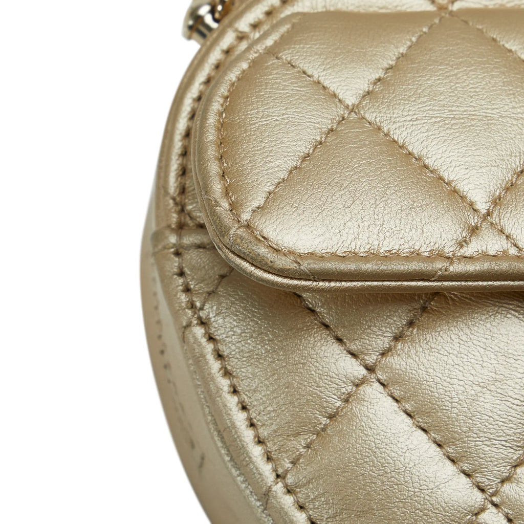 (Good) Lambskin in Gold Bag Unisex Crossbody Mini Heart Crossbody Pre-Owned CC Leather Authenticated Love