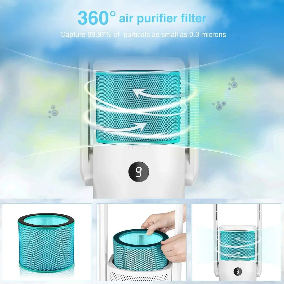 for CR022 Fan U Purifying Filter Replacement Medical HEPA | ULTTY Coating H13