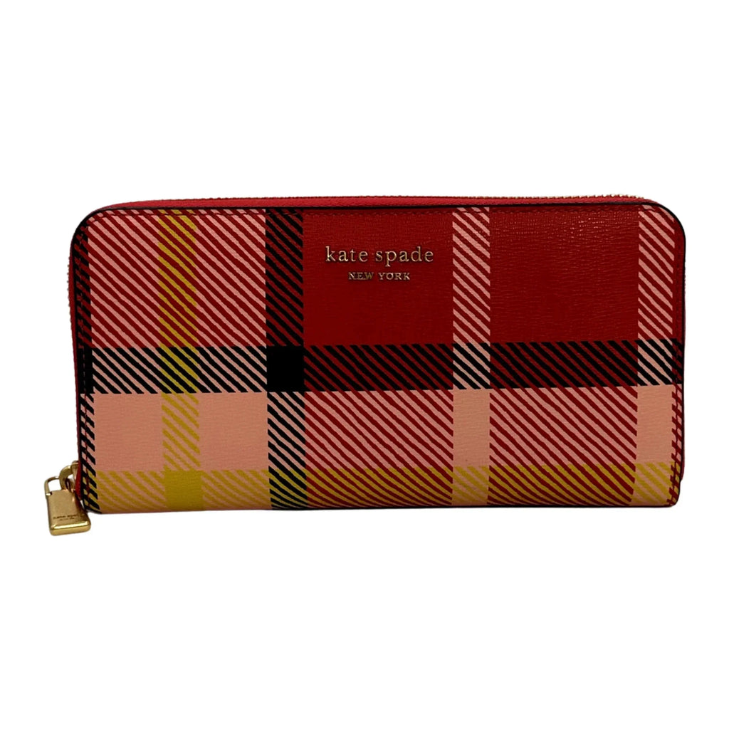 Zip Plaid Wallet Museum New Around Morgan Kate Continental Printed Spade York Multicolor -
