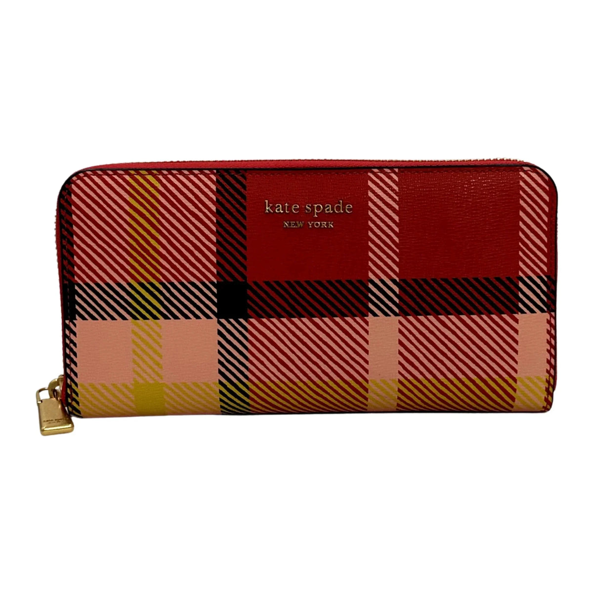 Zip Plaid Wallet Museum New Around Morgan Kate Continental Printed Spade York Multicolor -