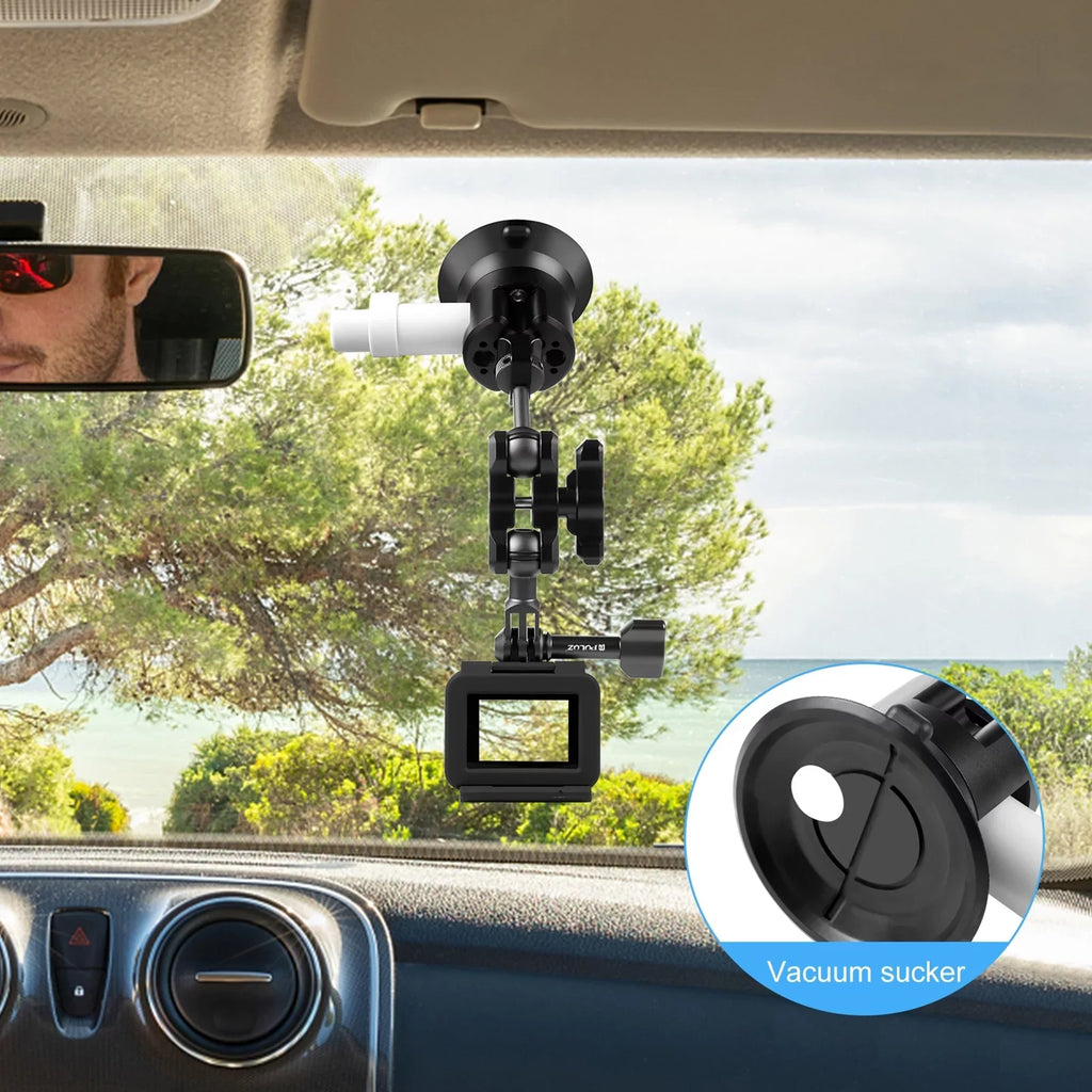 Anself Osmo 11/10/9/8, Car Mount Dual Suction Replacement, 360° Compatible Ballheads for Cup Bracket 3/2 Camera, with