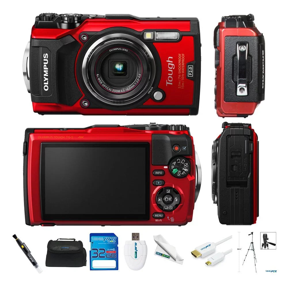 Olympus Red/Black Video liquid-Resistant 4K Ultra Wide 12.0-Megapixel - - F2.0 Camera Angle TG-5 Tough Digital HD (Basic)