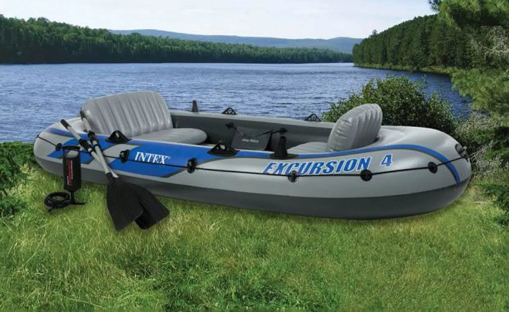 Excursion Pack) Oars Fishing Intex Rafting (2 Inflatable Boat & 4 w/ Person Pump