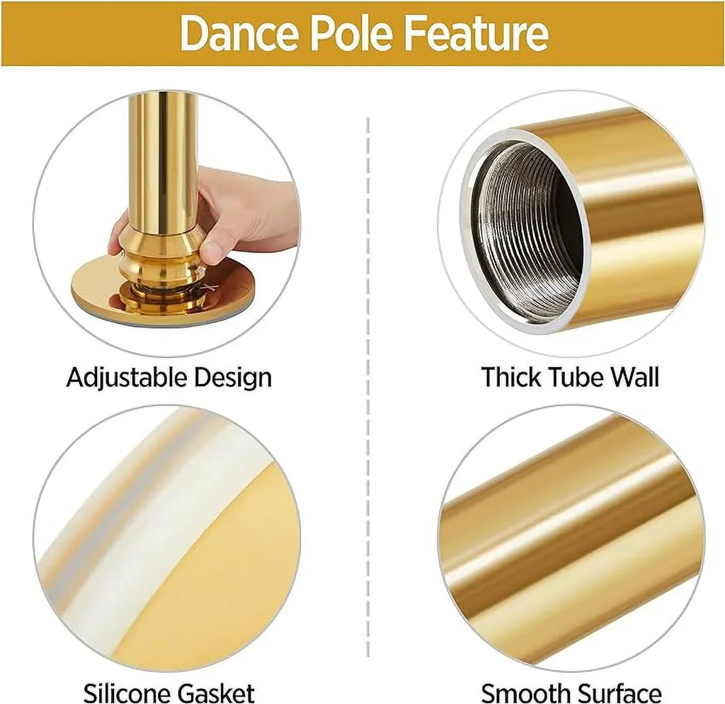Pole Dance Kit Pub Poles Portable Home Exercise Pole for Set Party Removable Fitness 45mm Club Stripper Static Pole Dance Spinning Dancing Gym GENREEN