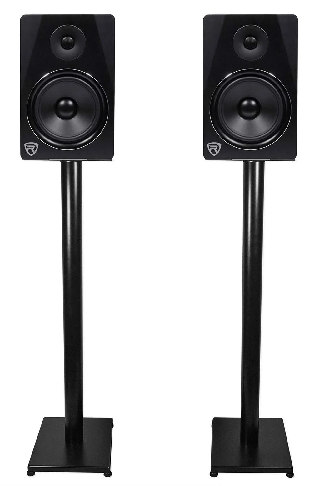 in Studio Black RS37B Rockville 37" Stands Steel Speaker Monitor / Bookshelf Pair