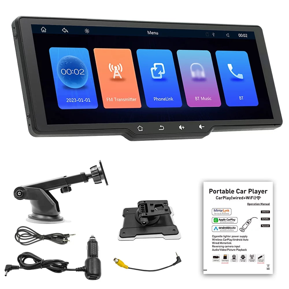 Multi-language Car Video Auto Dcenta Wireless Camera Recorder Car APP Player Camera Camcorder Car MultiMedia Control Car CarPlay Mobilephone Rearview Portable 10.26in